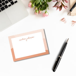 Peach Pink Boho Waves Modern Script Monogram Post-it Notes