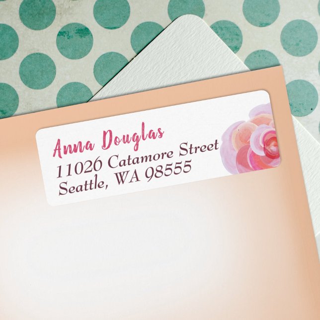 Peach, Pink Botanical Garden Roses Springtime (peach coral orange pink rose flower return address labels graduation party invitations botanical)