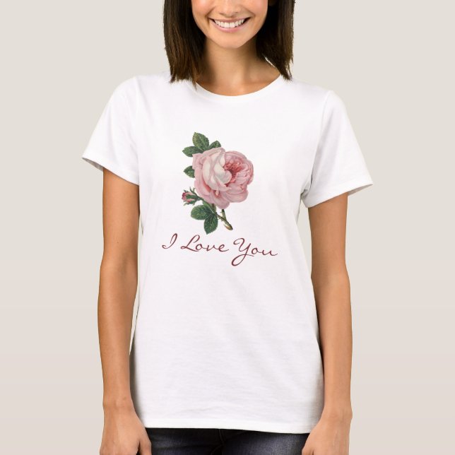 Peach Pink Cabbage Rose Shirt (Front)