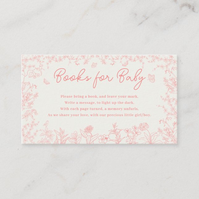 Peach Pink Chinoiserie Diaper Raffle Ticket  Enclosure Card (Front)