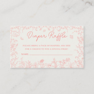 Peach Pink Chinoiserie Diaper Raffle Ticket  Enclosure Card