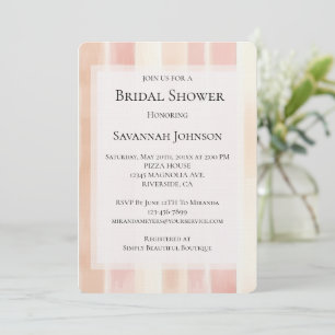 Peach Pink Cream Stripes Bridal Shower Invitation