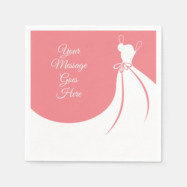 Peach Pink Elegant Gown Bridal Shower Napkin (Front)