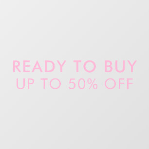 Peach Pink Elegant Store Sale Window Cling