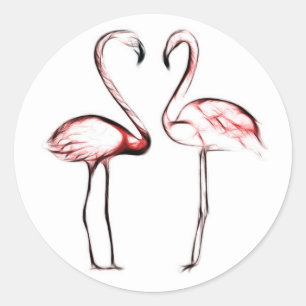 Peach Pink Flamingos Flamingo Party Favour Classic Round Sticker