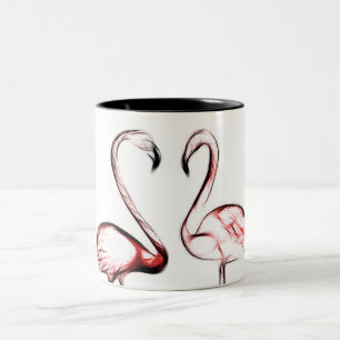 Peach Pink Flamingos Flamingo Tropical Two-Tone Coffee Mug