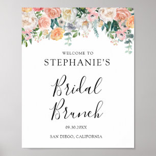 Peach Pink Floral Bridal Brunch  Poster