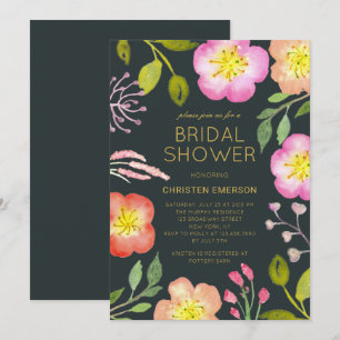 Peach Pink Floral Garden Greenery Bridal Shower Invitation