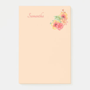 Peach Pink Flower Personalised 4x6 Post-it Notes