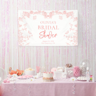 Peach Pink Garden Chinoiserie Bridal Shower Banner