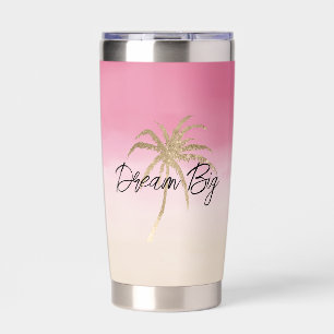 Peach Pink Gold Tropical Palm Tree Insulated Tumbler