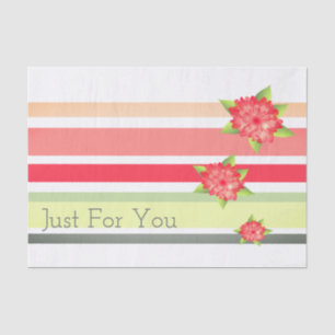 Peach Pink Green With Red Floral  Tissue Paper
