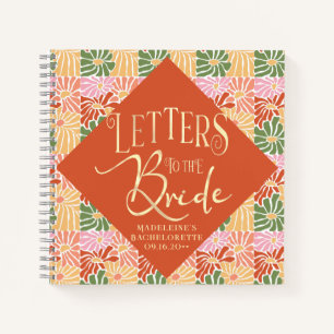 Peach Pink Groovy Floral Abstract  Notebook