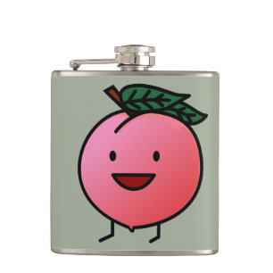 Peach Pink Happy Smiling Design Bro Hip Flask