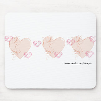 Peach & Pink Hearts Mouse Pad
