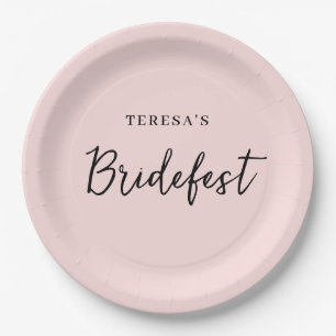 Peach Pink Modern Bachelorette Design Paper Plate