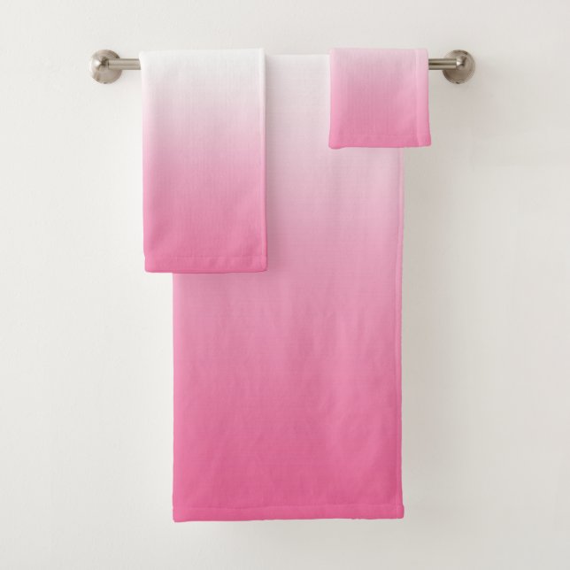 Peach Pink Ombre Gradient Colour Bath Towel Set (Insitu)