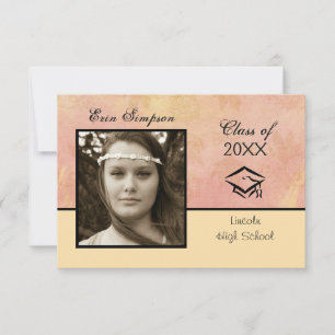 Peach & Pink Photo - 3x5 Graduation Announcement