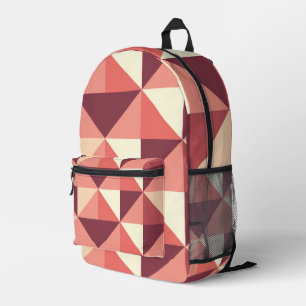 Peach Pink Purple Triangle Geometric Printed Backpack
