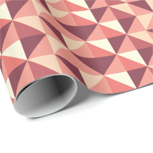 Peach Pink Purple Triangle Geometric  Wrapping Paper