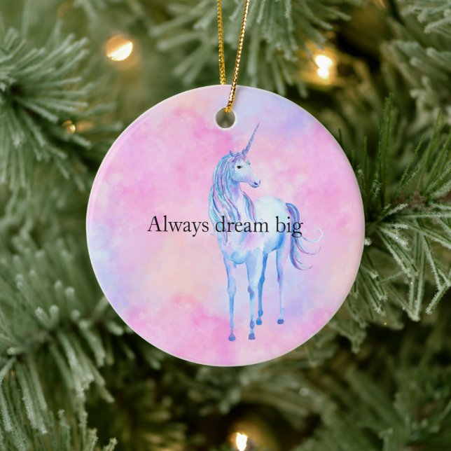 Peach Pink Purple Unicorn Ceramic Tree Decoration (Tree)