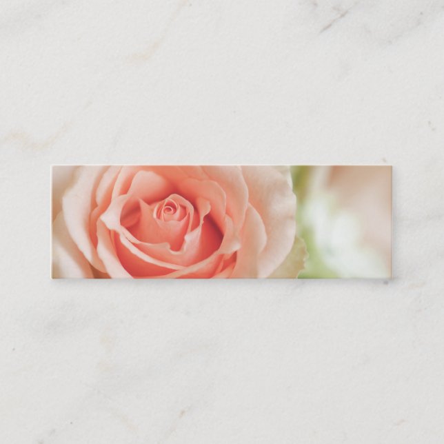 Peach Pink Rose Background Customised Mini Business Card (Front)