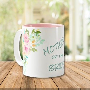 Peach Pink Roses Bride Mother Wedding Two-Tone Coffee Mug