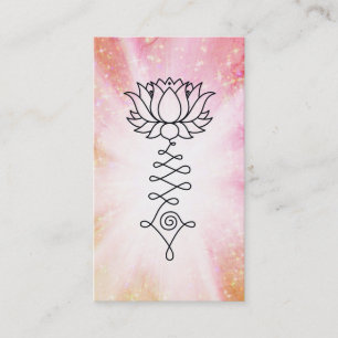 *~* Peach Pink Sparkles Lotus Reiki Healing Energy Business Card