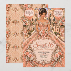 Peach Pink Sweet 16 Celebration Invitation