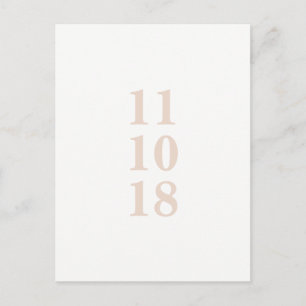 Peach pink typography save the date postcard