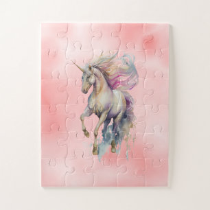 Peach Pink Unicorn Dream Jigsaw Puzzle