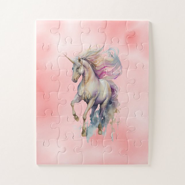 Peach Pink Unicorn Dream  Jigsaw Puzzle (Vertical)