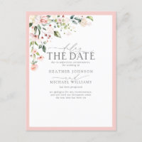 Peach Pink Watercolor Floral Delay The Date