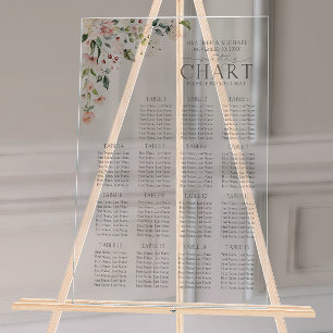 Peach Pink Watercolor Floral Reception Seating Acrylic Sign