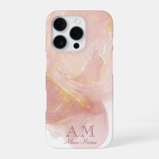 Peach Pink Watercolor Ink Customisable iPhone Case (Back)