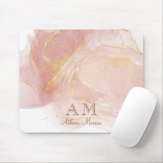 Peach Pink Watercolor Ink Customisable Mouse Pad