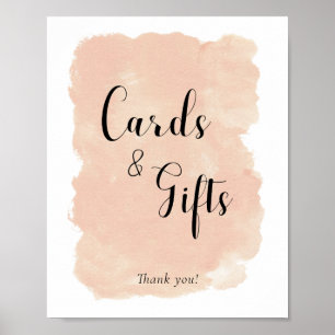 Peach Pink Watercolor Wedding Cards Gifts Table Poster