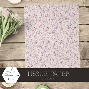 Peach Pink Watercolor Wildflower Decoupage Tissue Paper