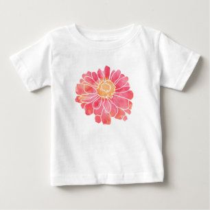 Peach Pink Watercolor Zinnia Baby T-Shirt