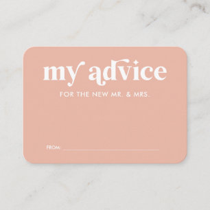 Peach Pink Wedding Advice Card