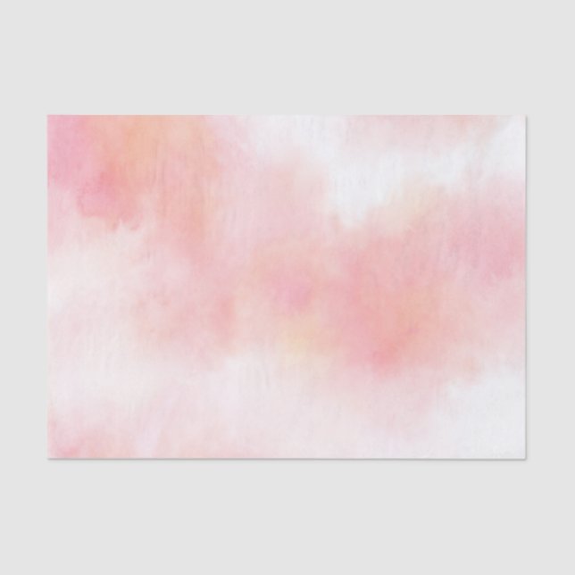 Peach Pink White Watercolor Abstract Tissue Paper (Front)