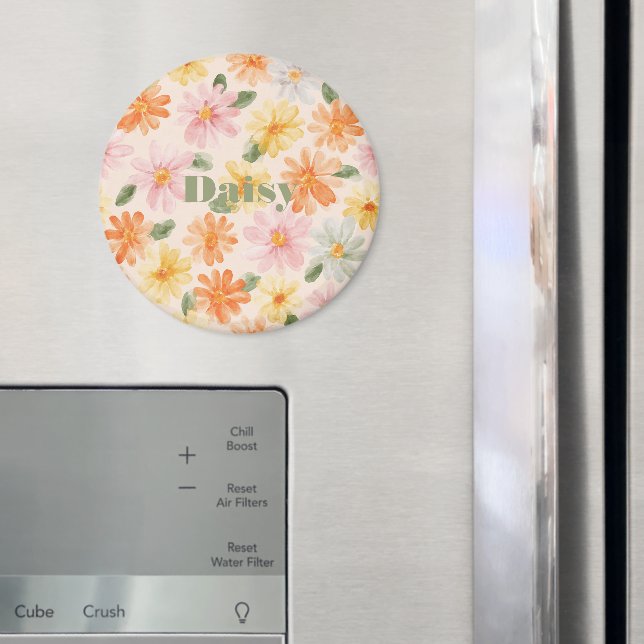 Peach Pink Yellow Blue Flowers Magnet (In Situ (Fridge))