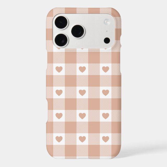Peach Plaid Heart Gingham Retro iPhone Case (Back)