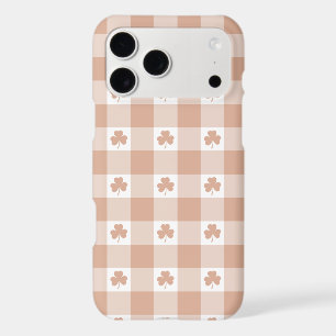 Peach Plaid Shamrock Clover Retro iPhone Case