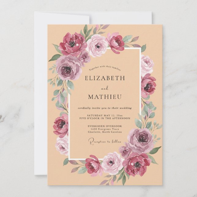 Peach Polished Autumn Wedding Invitation (Front)