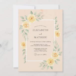 Peach Polished Floral Wedding Invitation