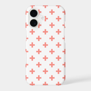 Peach polka crosses on white
