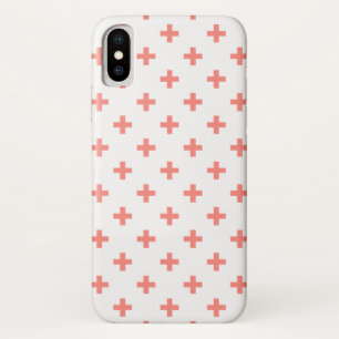Peach polka crosses on white Case-Mate iPhone case