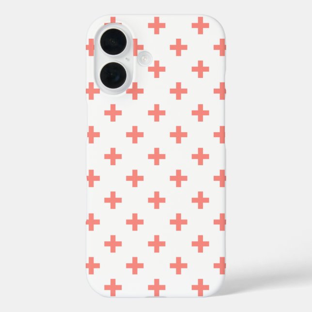 Peach polka crosses on white Case-Mate iPhone case (Back)