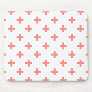 Peach polka crosses on white mouse pad